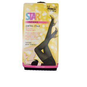 Star 1699 By Spanx Center Stage Patterned Shaping Tights Ribbed Row Size E Black